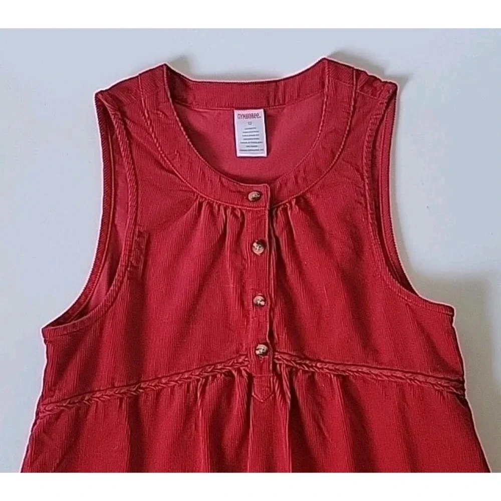 Gymboree Vintage Peruvian‎ Doll Corduroy A-Line Dress Red Flower Embroidered